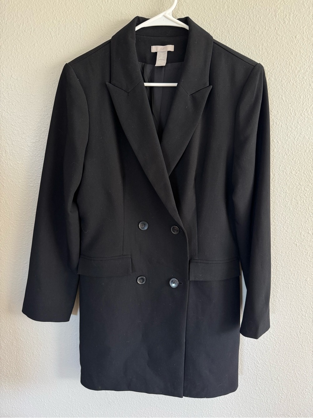 H&M black double-breasted oversized blazer size medium